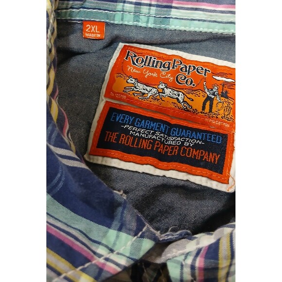 Men’s 2XL Plaid Western Shirt Snap Button Pockets Rolling Paper Co Work Harder - Picture 9 of 10